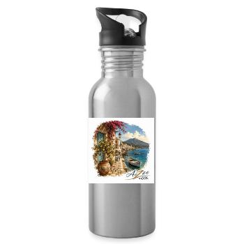 Designer Azzo - Méditerranée - Harbour Magic - Lemons - Gourde avec paille intégrée - argent clair - Droite