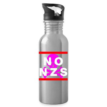 NO NZS, NEVER AGAIN, ANTI-FASCISM, NO AFD PINK - Water bottle with straw - silver - Right