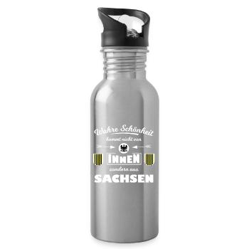 Wahre Schönheit aus Sachsen - Trinkflasche mit integriertem Trinkhalm - Lightsilver - Rechts