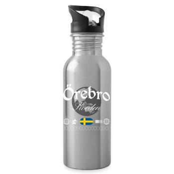 Örebro Schweden Streetwear Reise Souvenir - Trinkflasche mit integriertem Trinkhalm - Lightsilver - Rechts