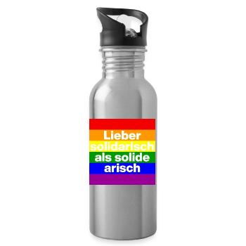 LIEBER SOLIDARISCH ALS SOLIDE ARISH, NO NZS - Trinkflasche mit integriertem Trinkhalm - Lightsilver - Rechts