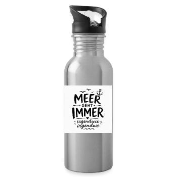Meer geht immer – irgendwo - Trinkflasche mit integriertem Trinkhalm - Lightsilver - Rechts