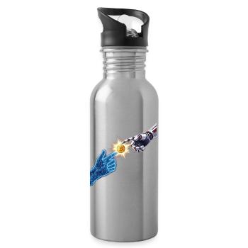 Creation of Bitcoin - Crypto Art T-Shirt - Water bottle with straw - silver - Right