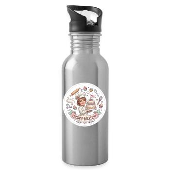 Hobbybäckerin mit Kuchenzauber - Trinkflasche mit integriertem Trinkhalm - Lightsilver - Rechts