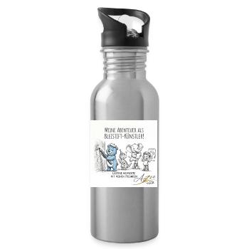 Bleistiftkünstler-Abenteuer mit Freunden - Trinkflasche mit integriertem Trinkhalm - Lightsilver - Rechts