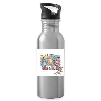 Hallo Freunde Spass und Farbe - Trinkflasche mit integriertem Trinkhalm - Lightsilver - Rechts