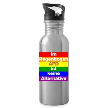 IM REGENBOGEN AFD IST KEINE ALTERNATIVE, NO NZS - Trinkflasche mit integriertem Trinkhalm - Lightsilver - Rechts