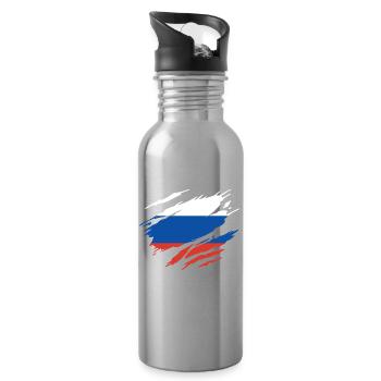 Russie Drapeau Russe - Gourde avec paille intégrée - argent clair - Droite