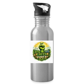 énergie verte - Gourde avec paille intégrée - argent clair - Droite