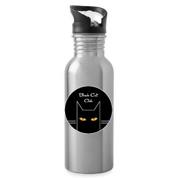 Black Cat Club - Water bottle with straw - silver - Right