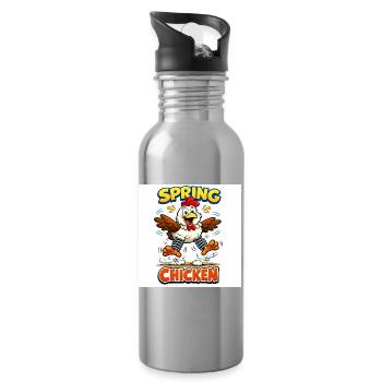 Spring Chicken - Water bottle with straw - silver - Right