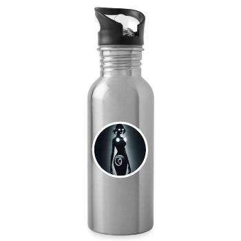 Cyberpunk Cyborg Car Girl Silhouette - Gourde avec paille intégrée - argent clair - Droite