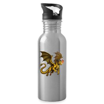 Dragon doré en vol - Gourde avec paille intégrée - argent clair - Droite