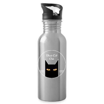 Chat noir - Gourde avec paille intégrée - argent clair - Droite