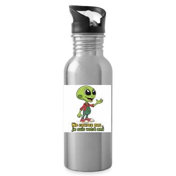 Alien - Ne courez pas ,je suis votre ami - Gourde avec paille intégrée - argent clair - Droite