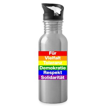 VIELFALT TOLERANZ DEMOKRATIE RESPEKT SOLIDARITÄT - Trinkflasche mit integriertem Trinkhalm - Lightsilver - Rechts