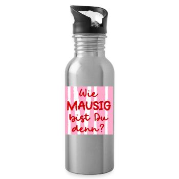 Freundschaft Maus Freundin - Trinkflasche mit integriertem Trinkhalm - Lightsilver - Rechts