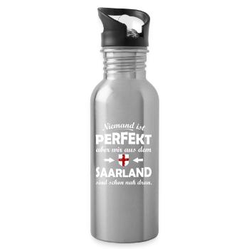 Niemand ist perfekt Saarland - Trinkflasche mit integriertem Trinkhalm - Lightsilver - Rechts