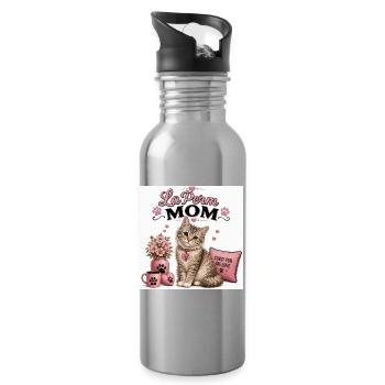 LaPerm Maman Chat Rose Amour - Gourde avec paille intégrée - argent clair - Droite