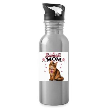 Maman Chat Somalien Amour - Gourde avec paille intégrée - argent clair - Droite