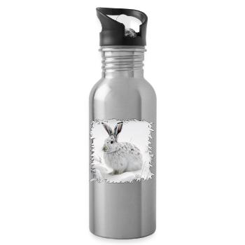 Winter bunny in the snow - Water bottle with straw - silver - Right