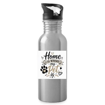 Chez moi, c’est là où se trouve mon animal de compagnie - Gourde avec paille intégrée - argent clair - Droite