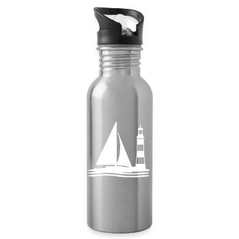 Voile - Gourde avec paille intégrée - argent clair - Droite
