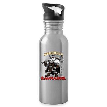 Réveille-moi pour Ragnarok Mascotte drôle de loup viking - Gourde avec paille intégrée - argent clair - Droite