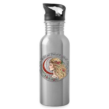 Wild Und Frei Wie Der Mond Boho Damen Yoga Shirt - Trinkflasche mit integriertem Trinkhalm - Lightsilver - Rechts
