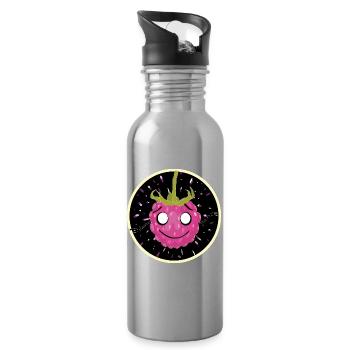 Framboise câline dans le cosmos - Gourde avec paille intégrée - argent clair - Droite