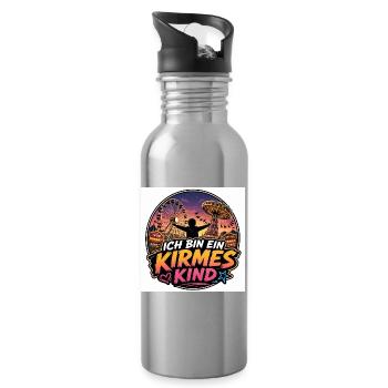 Ich bin ein Kirmes Kind - Trinkflasche mit integriertem Trinkhalm - Lightsilver - Rechts