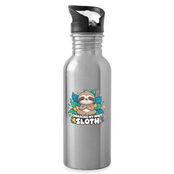 Mein Inner_Sloth umarmen - Trinkflasche mit integriertem Trinkhalm - Lightsilver - Rechts