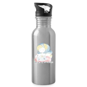 Häkeln ist meine Therapie - Trinkflasche mit integriertem Trinkhalm - Lightsilver - Rechts
