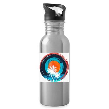Palm Sonnenuntergangskreis - Trinkflasche mit integriertem Trinkhalm - Lightsilver - Rechts