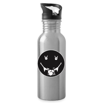 Rockige Schlagzeug Silhouette - Trinkflasche mit integriertem Trinkhalm - Lightsilver - Rechts