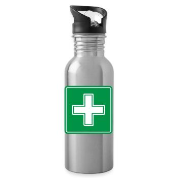 First Aid Medical Cross Sicherheitssymbol Vektor-Symbol - Trinkflasche mit integriertem Trinkhalm - Lightsilver - Rechts