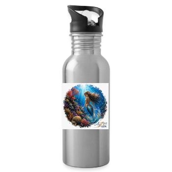Unterwasser-Meerjungfrau im Riff - Trinkflasche mit integriertem Trinkhalm - Lightsilver - Rechts
