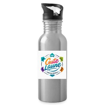 Gute Laune Kreis Farbig Positiv - Trinkflasche mit integriertem Trinkhalm - Lightsilver - Rechts