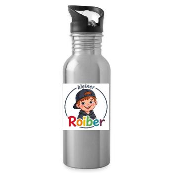Kleiner Roiber Cartoon – Kindermotiv - Trinkflasche mit integriertem Trinkhalm - Lightsilver - Rechts