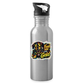 Feed me Gold - Trinkflasche mit integriertem Trinkhalm - Lightsilver - Rechts