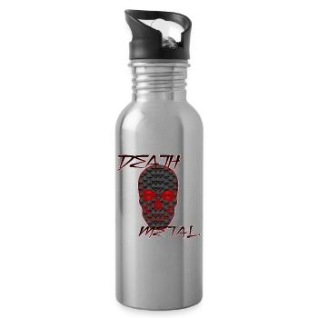 Death Metal rotes Schädel Design - Trinkflasche mit integriertem Trinkhalm - Lightsilver - Rechts