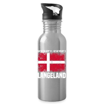 Langeland Koordinaten - Trinkflasche mit integriertem Trinkhalm - Lightsilver - Rechts