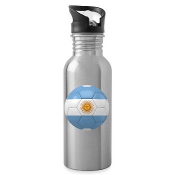 ARGENTINA''S FLAG ON A FOOTBALL - Water bottle with straw - silver - Right
