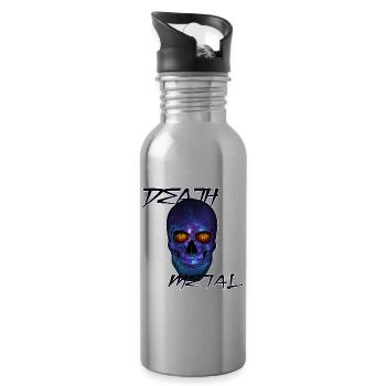 Kosmischer Death Metal Totenschädel - Trinkflasche mit integriertem Trinkhalm - Lightsilver - Rechts