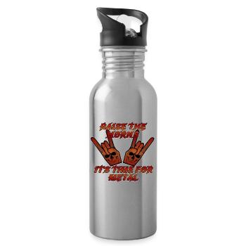 Raise the Horns Metall‑Statement - Trinkflasche mit integriertem Trinkhalm - Lightsilver - Rechts