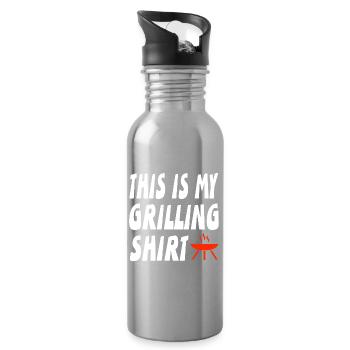 Grillen - Trinkflasche mit integriertem Trinkhalm - Lightsilver - Rechts