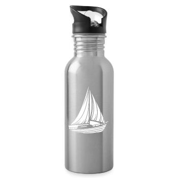 Abstraktes Segelboot Minimalistisches Design - Trinkflasche mit integriertem Trinkhalm - Lightsilver - Rechts