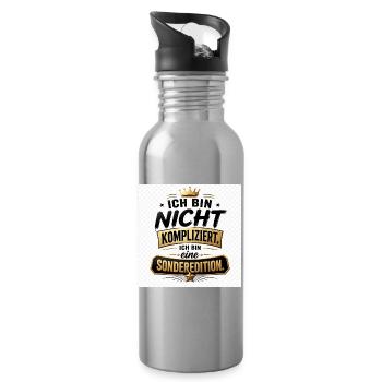 Ich bin nicht kompliziert, ich bin eine Sonderedit - Trinkflasche mit integriertem Trinkhalm - Lightsilver - Rechts