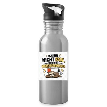 Ich bin nicht faul, ich bin im Energiesparmodus. - Trinkflasche mit integriertem Trinkhalm - Lightsilver - Rechts