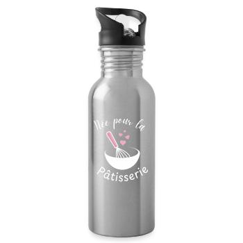 Née pour la pâtisserie  - Gourde avec paille intégrée - argent clair - Droite